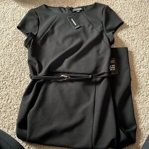 NWT express black work dress with belt size xs long midi dress